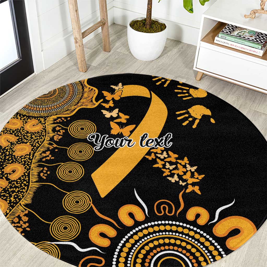 Childhood Cancer Awareness Personalised Round Carpet Aboriginal Ribbon Dot Painting