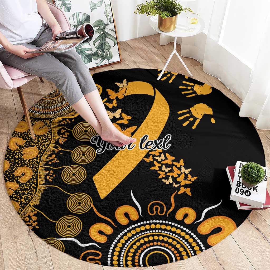 Childhood Cancer Awareness Personalised Round Carpet Aboriginal Ribbon Dot Painting