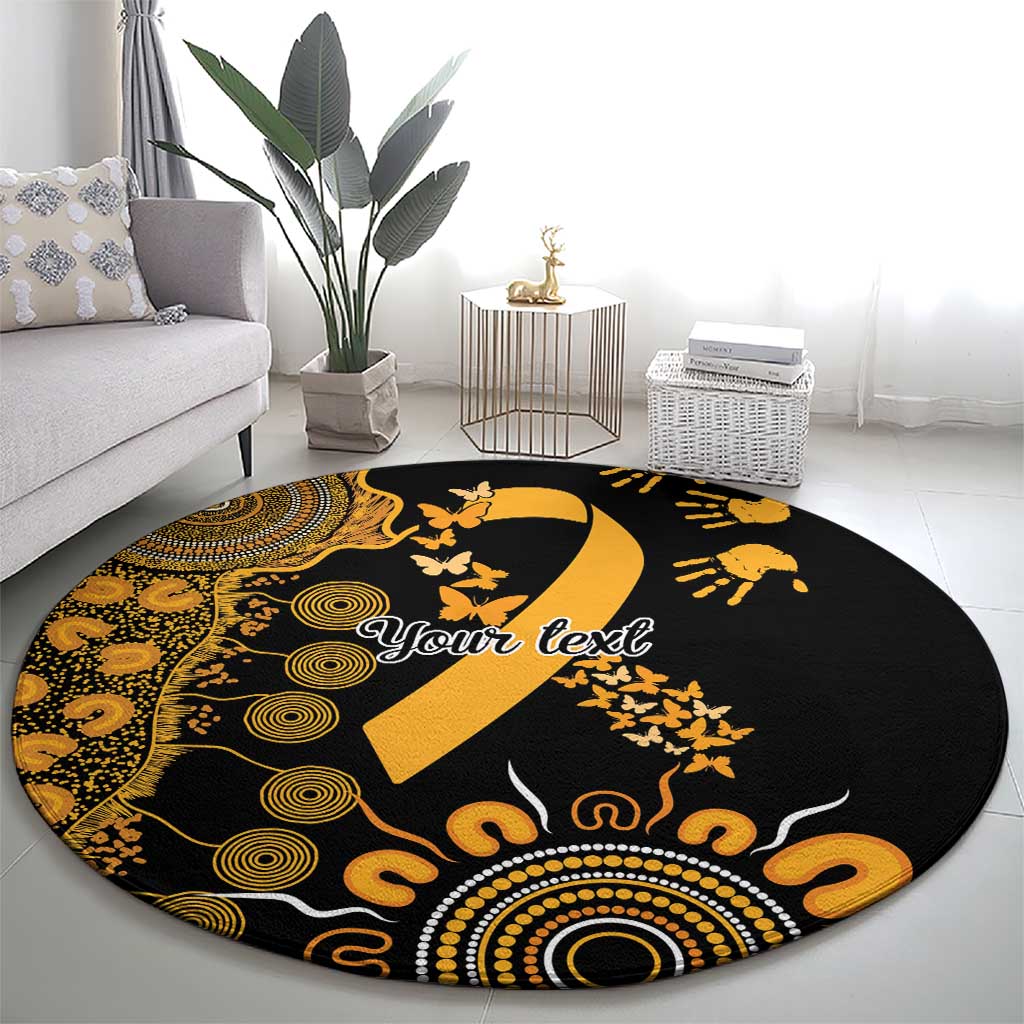 Childhood Cancer Awareness Personalised Round Carpet Aboriginal Ribbon Dot Painting