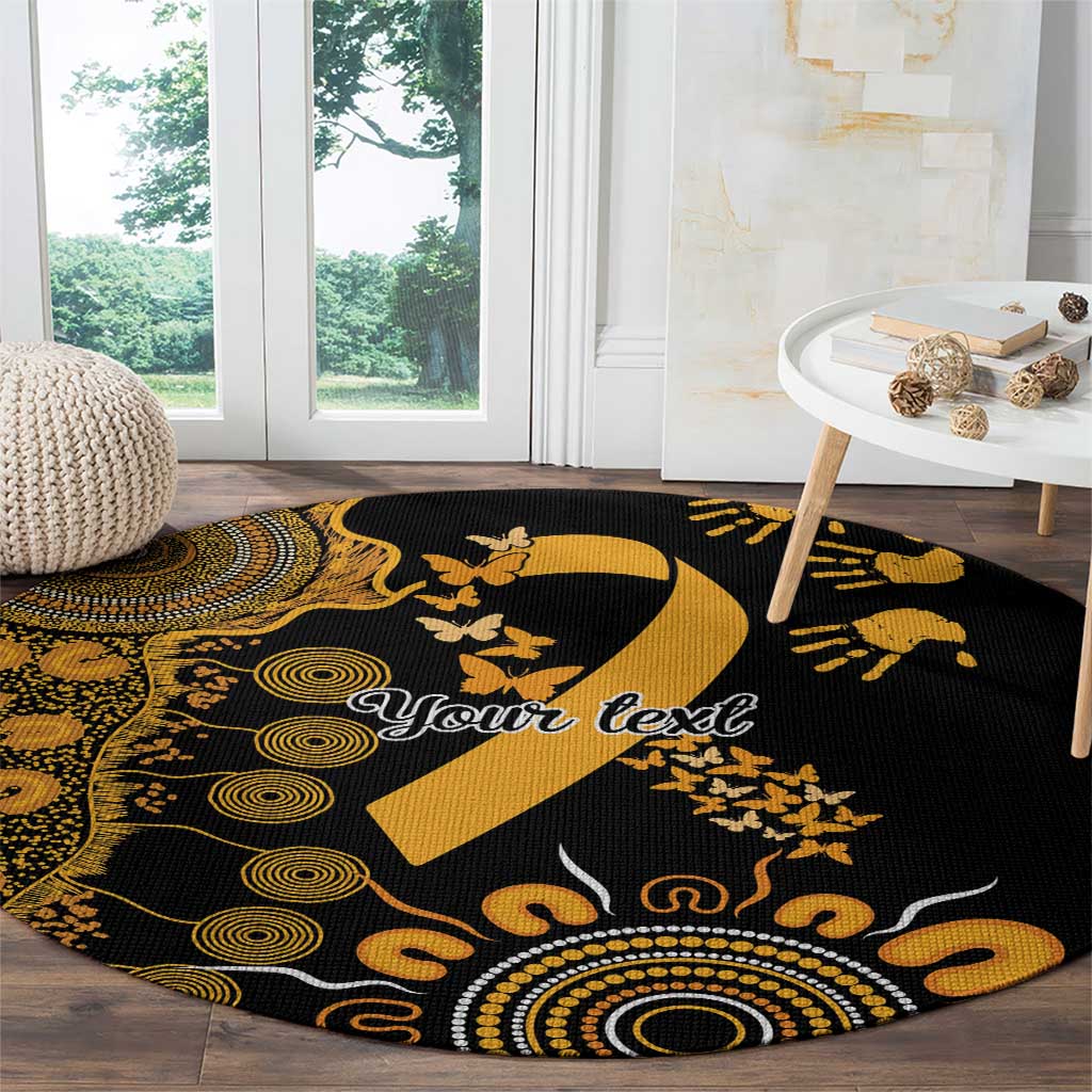 Childhood Cancer Awareness Personalised Round Carpet Aboriginal Ribbon Dot Painting