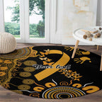 Childhood Cancer Awareness Personalised Round Carpet Aboriginal Ribbon Dot Painting