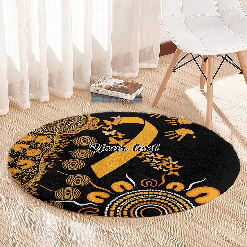 Childhood Cancer Awareness Personalised Round Carpet Aboriginal Ribbon Dot Painting