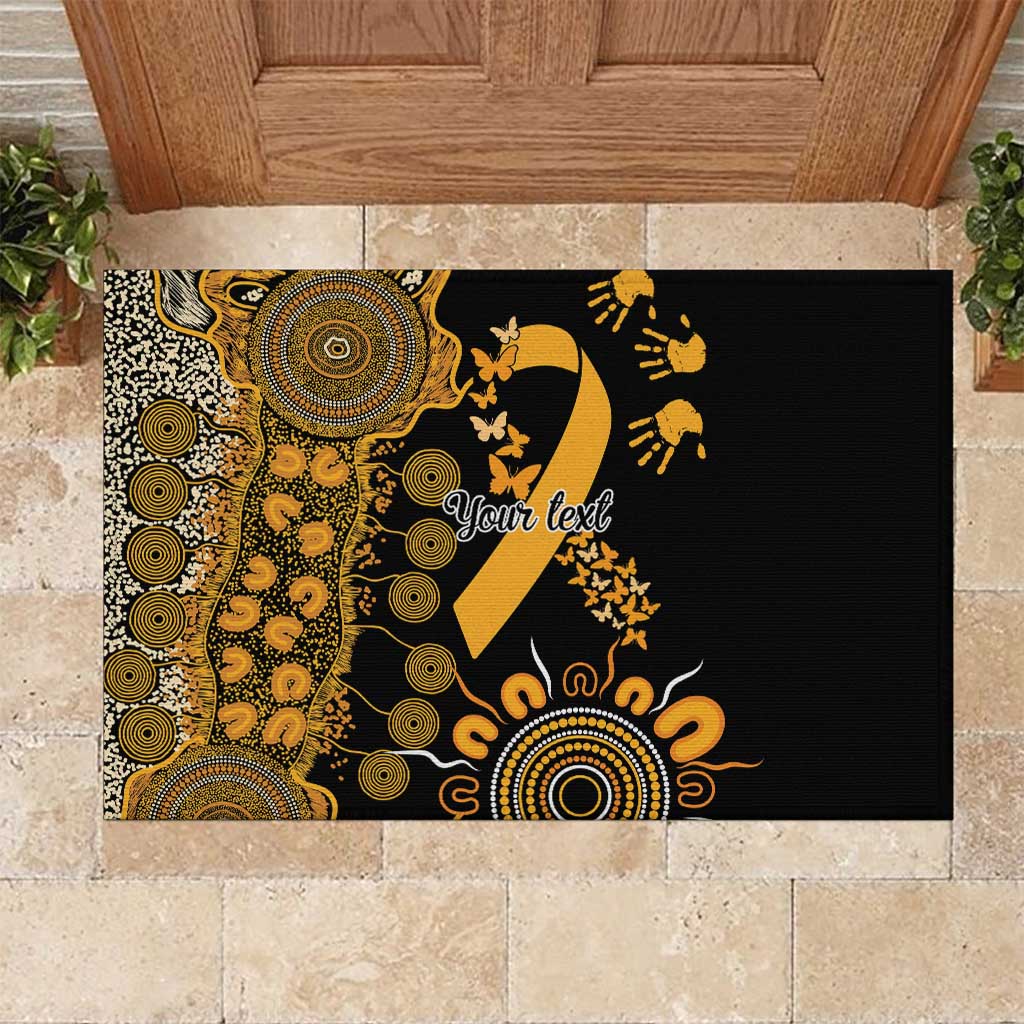 Childhood Cancer Awareness Personalised Rubber Doormat Aboriginal Ribbon Dot Painting