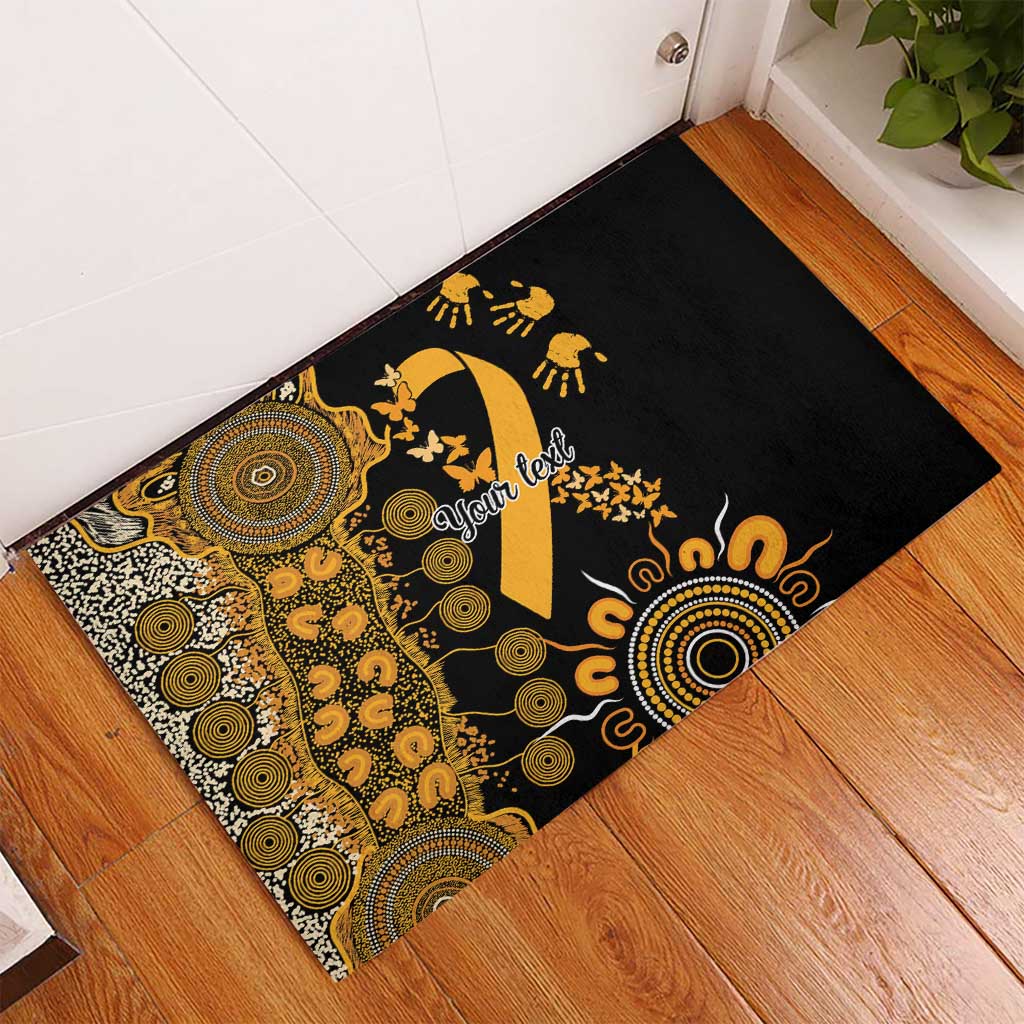 Childhood Cancer Awareness Personalised Rubber Doormat Aboriginal Ribbon Dot Painting