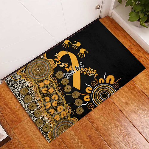 Childhood Cancer Awareness Personalised Rubber Doormat Aboriginal Ribbon Dot Painting