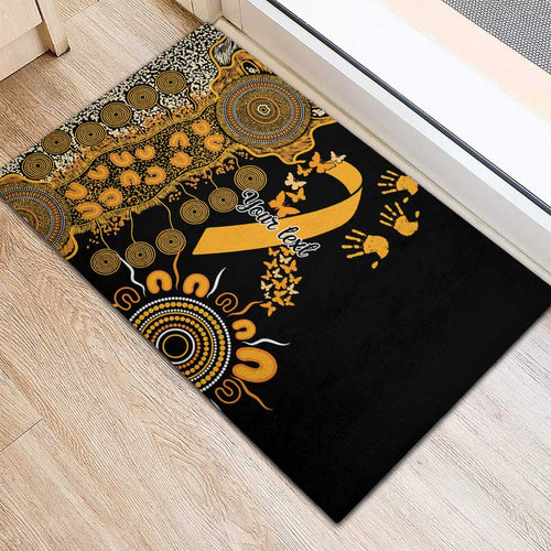 Childhood Cancer Awareness Personalised Rubber Doormat Aboriginal Ribbon Dot Painting