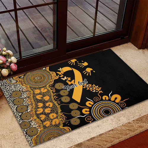 Childhood Cancer Awareness Personalised Rubber Doormat Aboriginal Ribbon Dot Painting