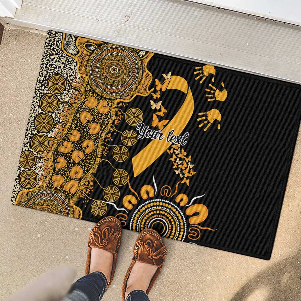 Childhood Cancer Awareness Personalised Rubber Doormat Aboriginal Ribbon Dot Painting
