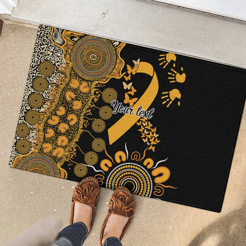 Childhood Cancer Awareness Personalised Rubber Doormat Aboriginal Ribbon Dot Painting