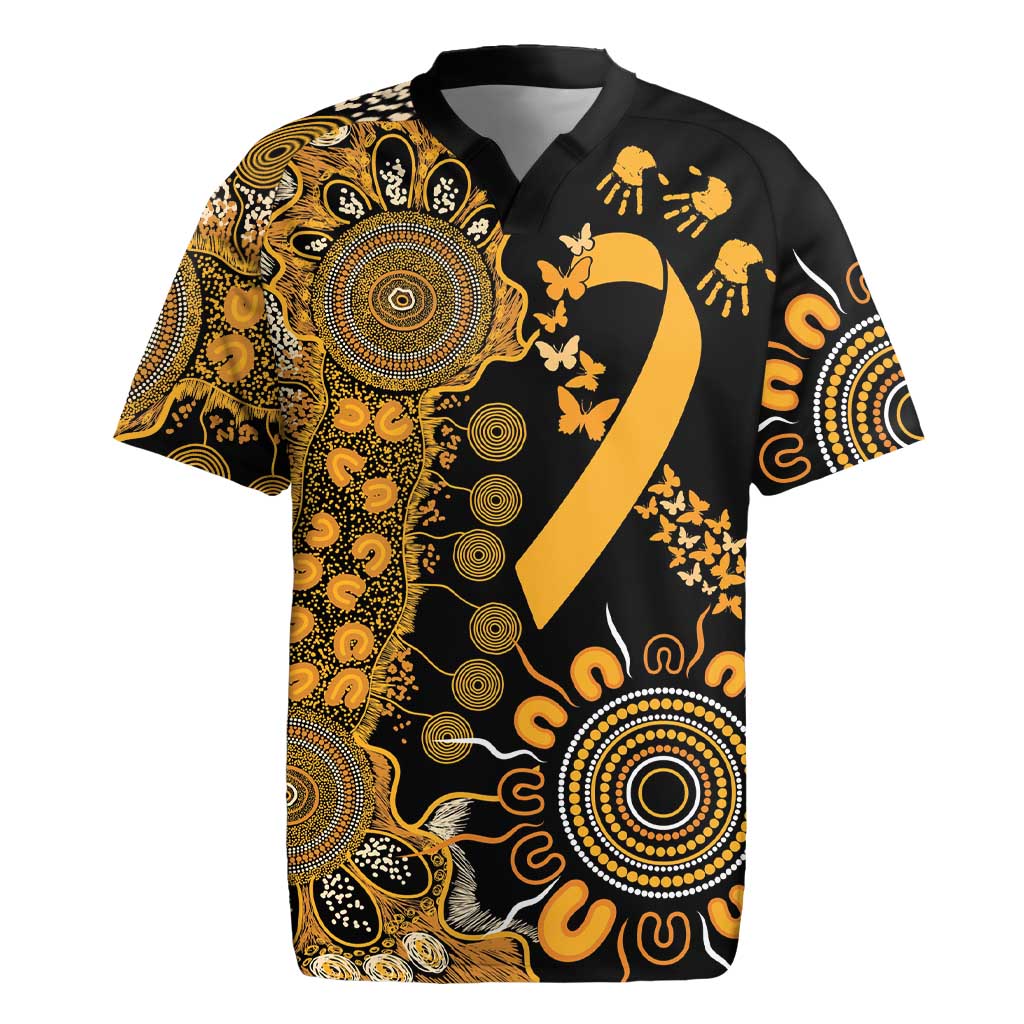 Childhood Cancer Awareness Personalised Rugby Jersey Aboriginal Ribbon Dot Painting