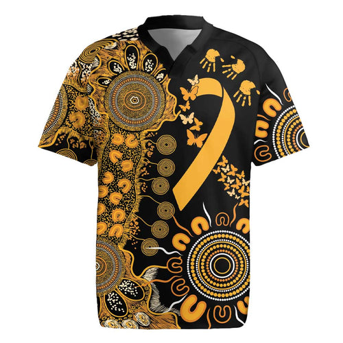 Childhood Cancer Awareness Personalised Rugby Jersey Aboriginal Ribbon Dot Painting