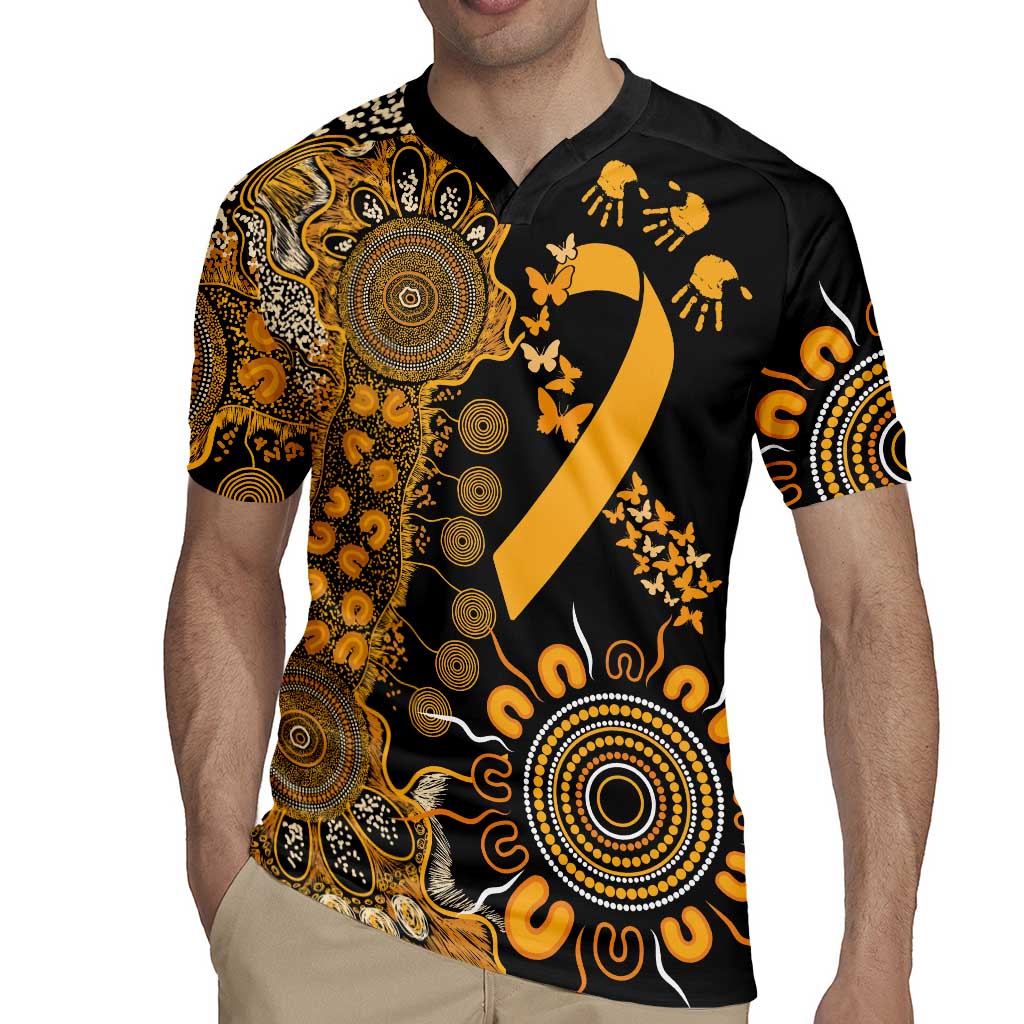 Childhood Cancer Awareness Personalised Rugby Jersey Aboriginal Ribbon Dot Painting