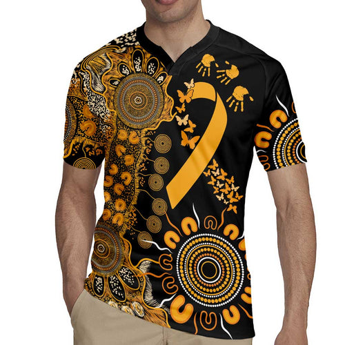Childhood Cancer Awareness Personalised Rugby Jersey Aboriginal Ribbon Dot Painting