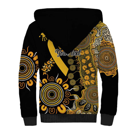 Childhood Cancer Awareness Personalised Sherpa Hoodie Aboriginal Ribbon Dot Painting
