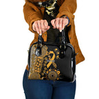 Childhood Cancer Awareness Personalised Shoulder Handbag Aboriginal Ribbon Dot Painting