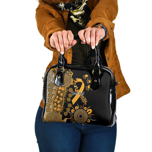 Childhood Cancer Awareness Personalised Shoulder Handbag Aboriginal Ribbon Dot Painting