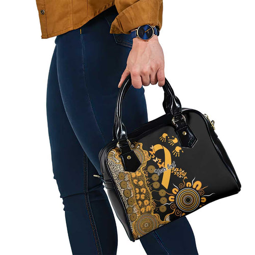 Childhood Cancer Awareness Personalised Shoulder Handbag Aboriginal Ribbon Dot Painting