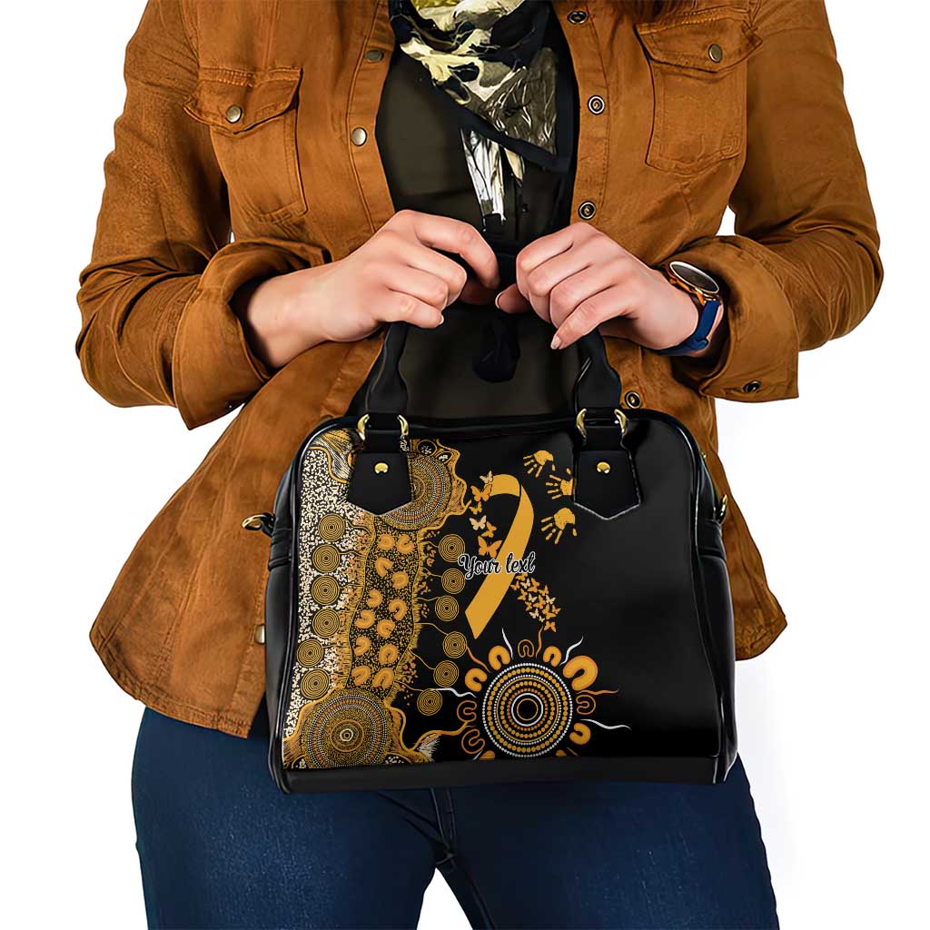 Childhood Cancer Awareness Personalised Shoulder Handbag Aboriginal Ribbon Dot Painting