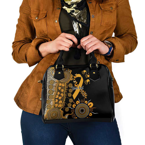 Childhood Cancer Awareness Personalised Shoulder Handbag Aboriginal Ribbon Dot Painting