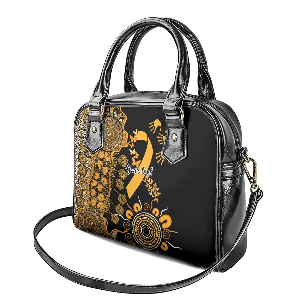 Childhood Cancer Awareness Personalised Shoulder Handbag Aboriginal Ribbon Dot Painting