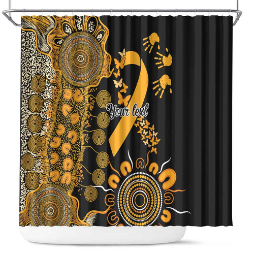Childhood Cancer Awareness Personalised Shower Curtain Aboriginal Ribbon Dot Painting