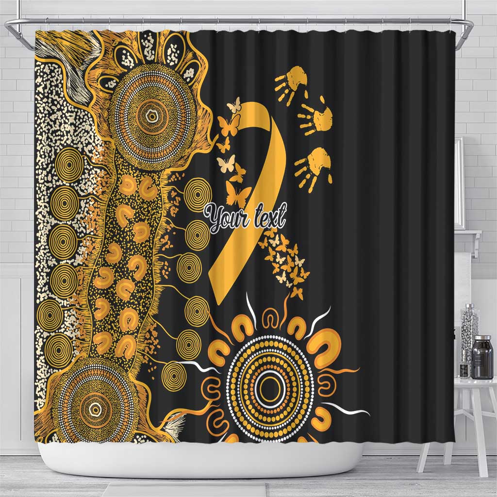 Childhood Cancer Awareness Personalised Shower Curtain Aboriginal Ribbon Dot Painting