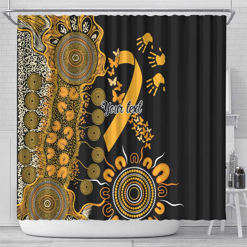 Childhood Cancer Awareness Personalised Shower Curtain Aboriginal Ribbon Dot Painting