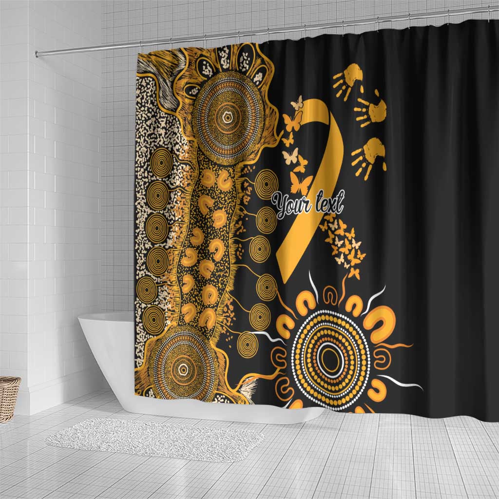 Childhood Cancer Awareness Personalised Shower Curtain Aboriginal Ribbon Dot Painting