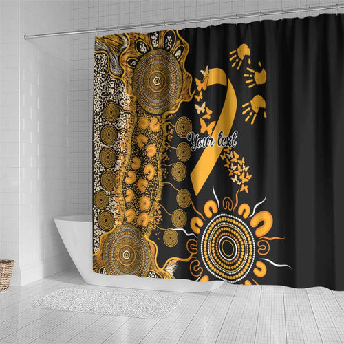 Childhood Cancer Awareness Personalised Shower Curtain Aboriginal Ribbon Dot Painting