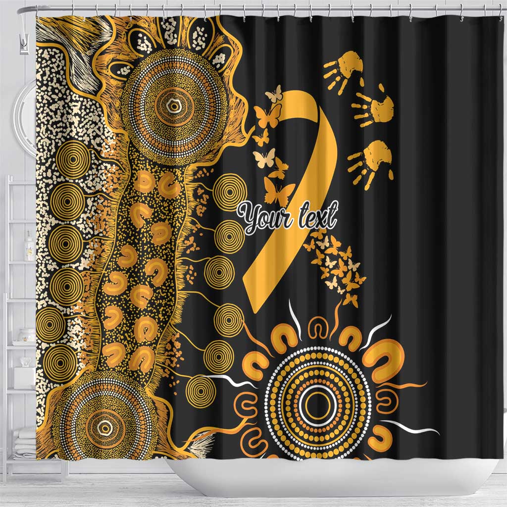 Childhood Cancer Awareness Personalised Shower Curtain Aboriginal Ribbon Dot Painting