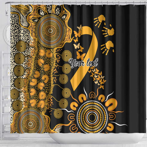 Childhood Cancer Awareness Personalised Shower Curtain Aboriginal Ribbon Dot Painting