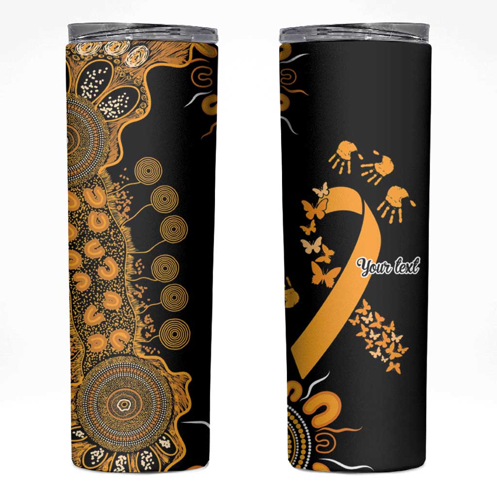 Childhood Cancer Awareness Personalised Skinny Tumbler Aboriginal Ribbon Dot Painting