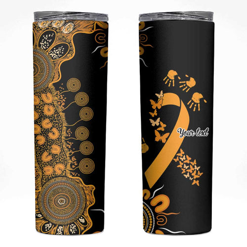 Childhood Cancer Awareness Personalised Skinny Tumbler Aboriginal Ribbon Dot Painting