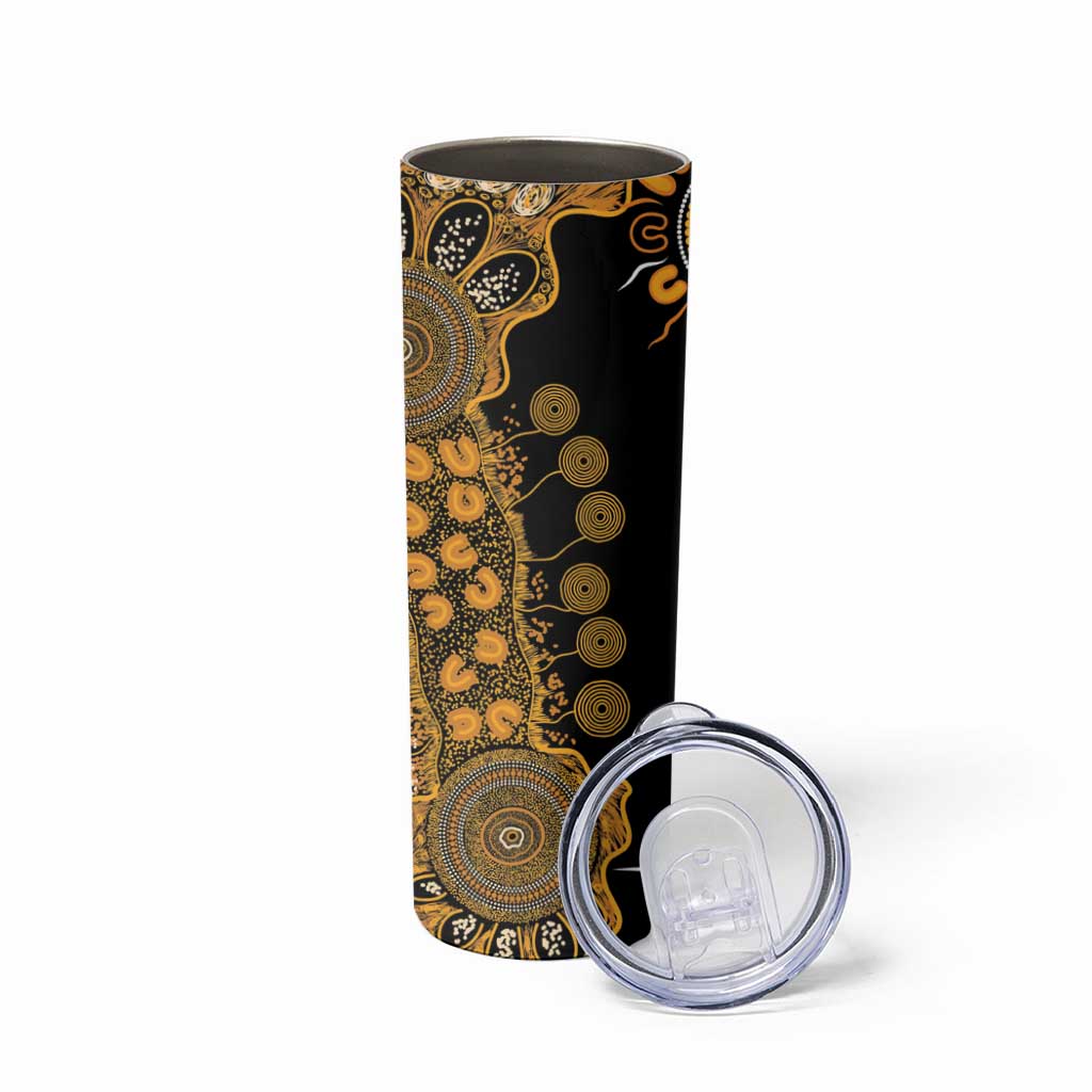 Childhood Cancer Awareness Personalised Skinny Tumbler Aboriginal Ribbon Dot Painting