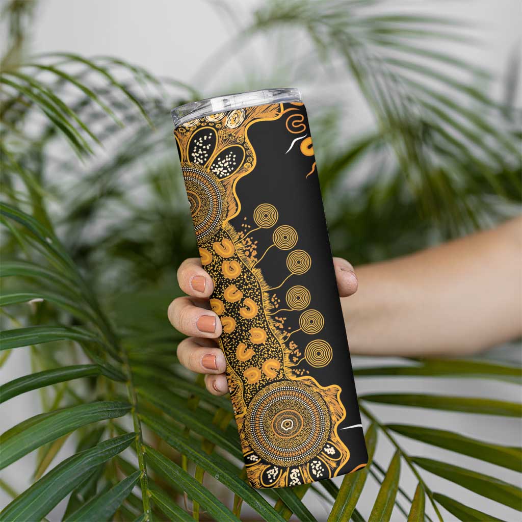 Childhood Cancer Awareness Personalised Skinny Tumbler Aboriginal Ribbon Dot Painting