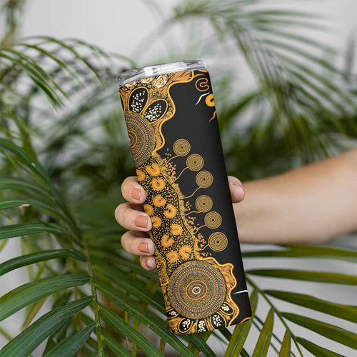 Childhood Cancer Awareness Personalised Skinny Tumbler Aboriginal Ribbon Dot Painting