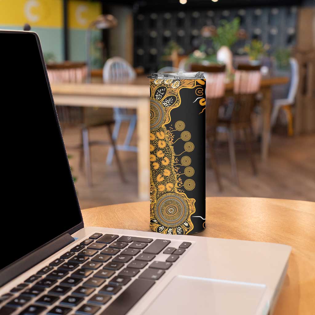 Childhood Cancer Awareness Personalised Skinny Tumbler Aboriginal Ribbon Dot Painting