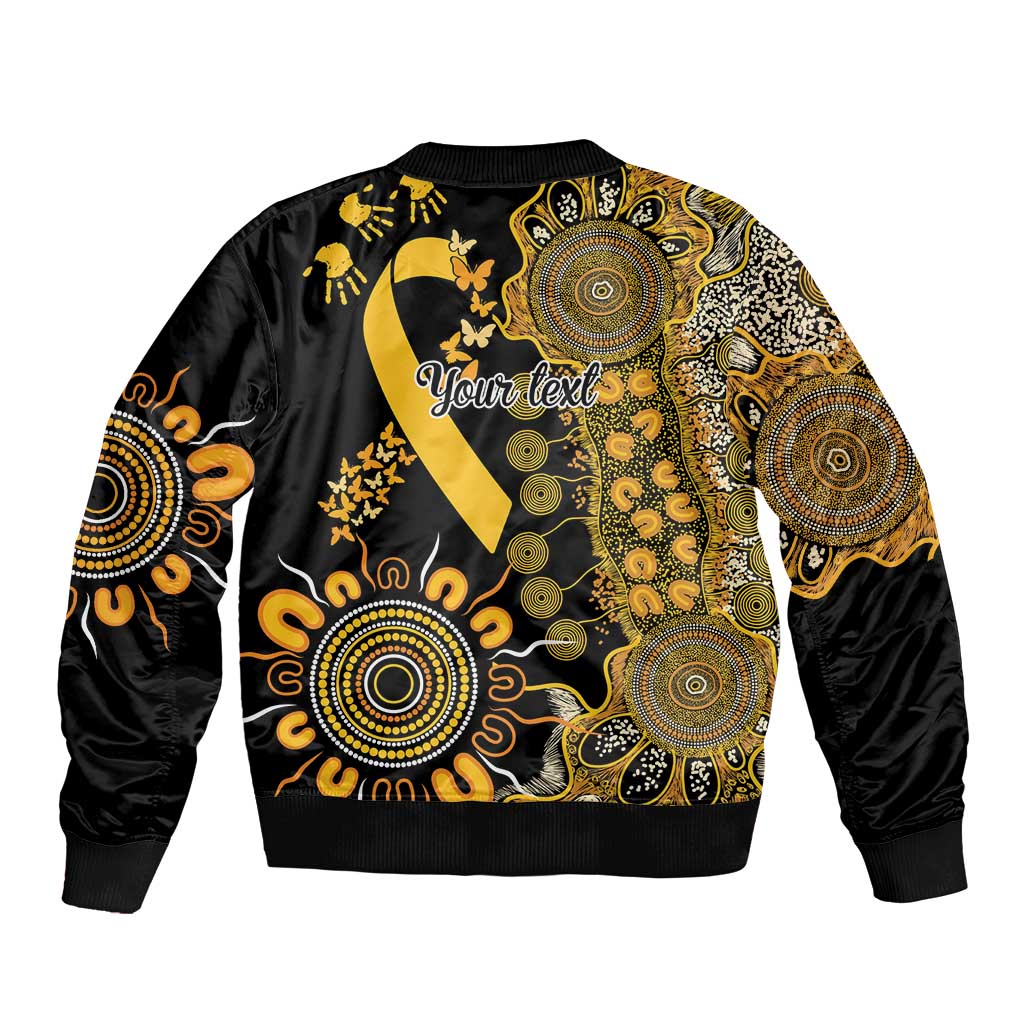 Childhood Cancer Awareness Personalised Sleeve Zip Bomber Jacket Aboriginal Ribbon Dot Painting