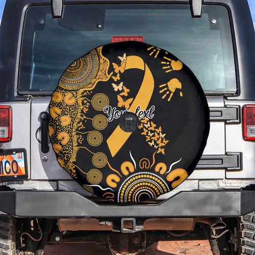 Childhood Cancer Awareness Personalised Spare Tire Cover Aboriginal Ribbon Dot Painting