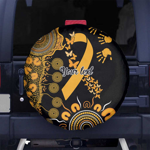Childhood Cancer Awareness Personalised Spare Tire Cover Aboriginal Ribbon Dot Painting