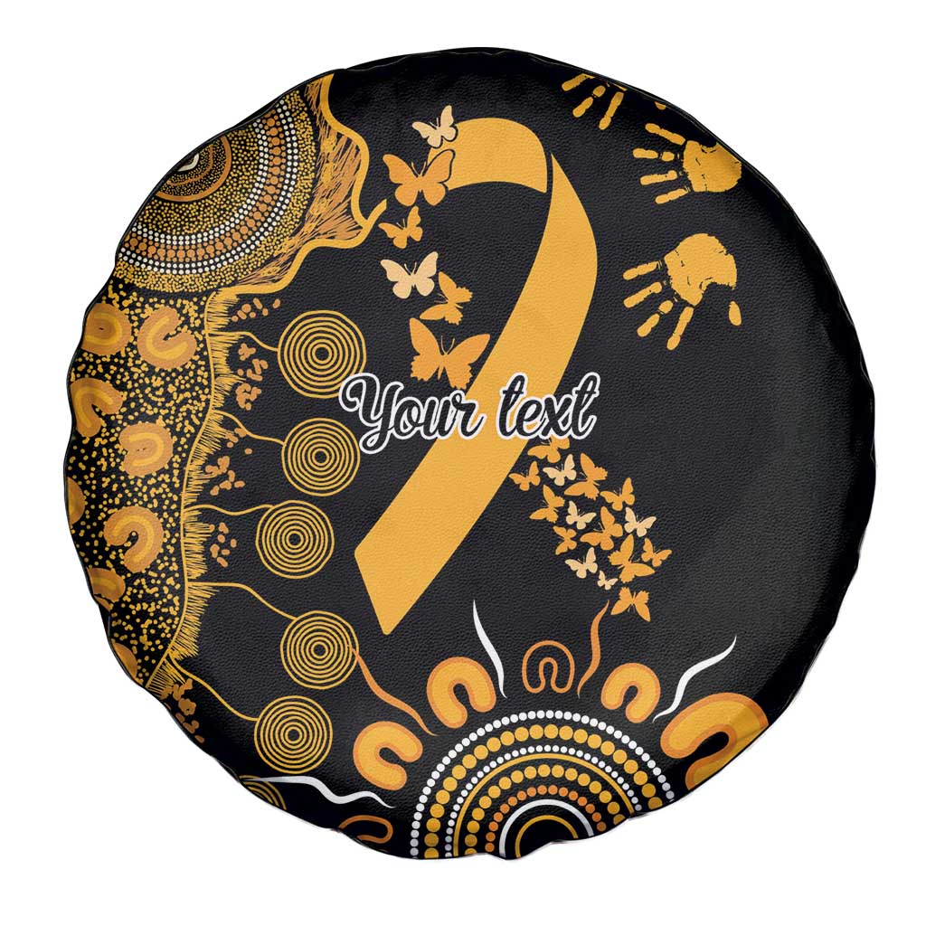 Childhood Cancer Awareness Personalised Spare Tire Cover Aboriginal Ribbon Dot Painting