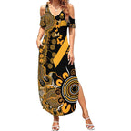 Childhood Cancer Awareness Personalised Summer Maxi Dress Aboriginal Ribbon Dot Painting