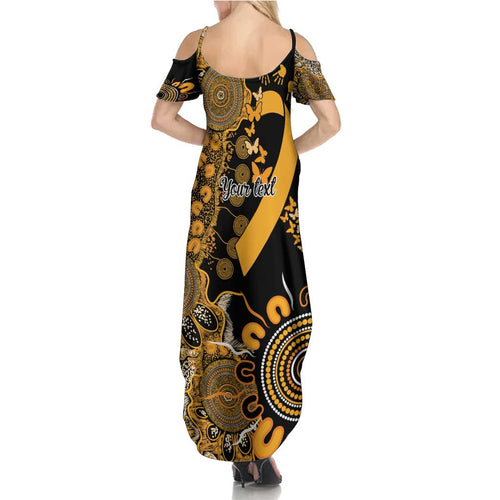Childhood Cancer Awareness Personalised Summer Maxi Dress Aboriginal Ribbon Dot Painting