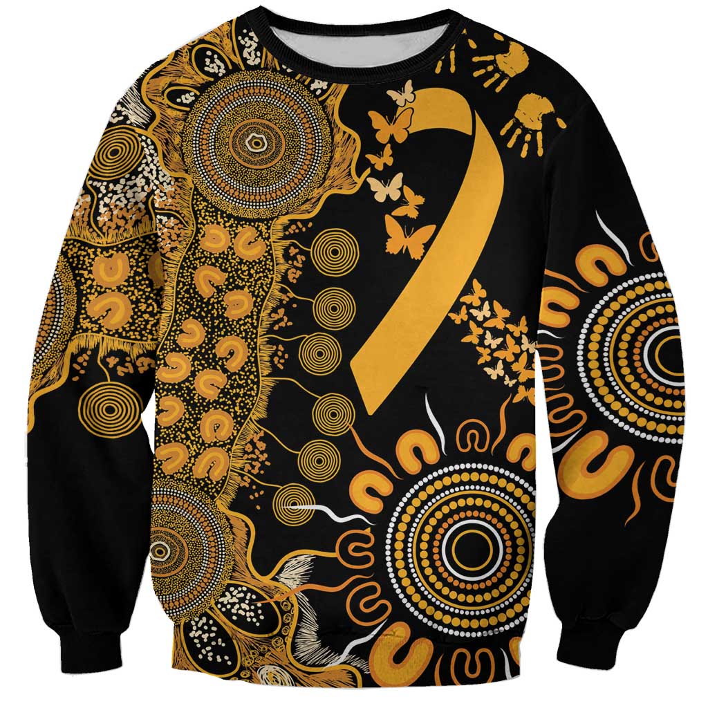 Childhood Cancer Awareness Personalised Sweatshirt Aboriginal Ribbon Dot Painting