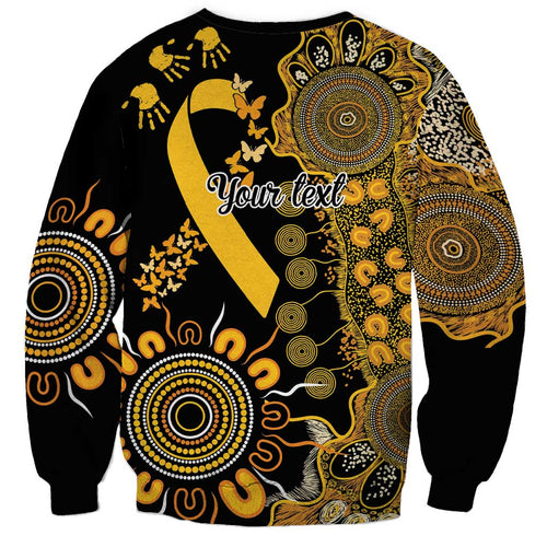 Childhood Cancer Awareness Personalised Sweatshirt Aboriginal Ribbon Dot Painting