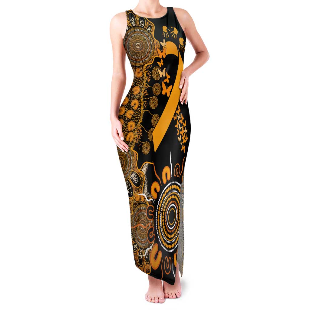 Childhood Cancer Awareness Personalised Tank Maxi Dress Aboriginal Ribbon Dot Painting