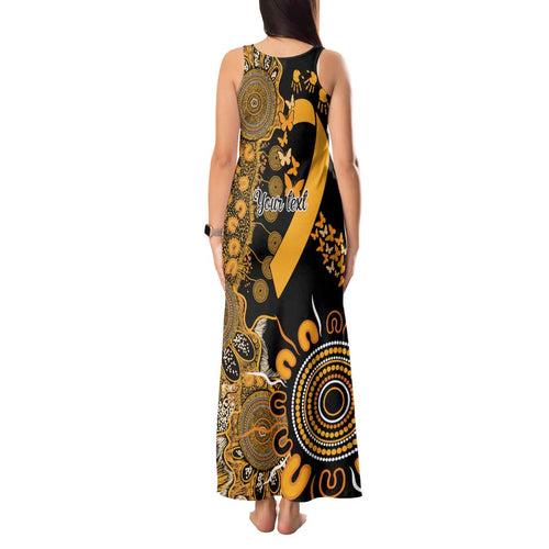 Childhood Cancer Awareness Personalised Tank Maxi Dress Aboriginal Ribbon Dot Painting
