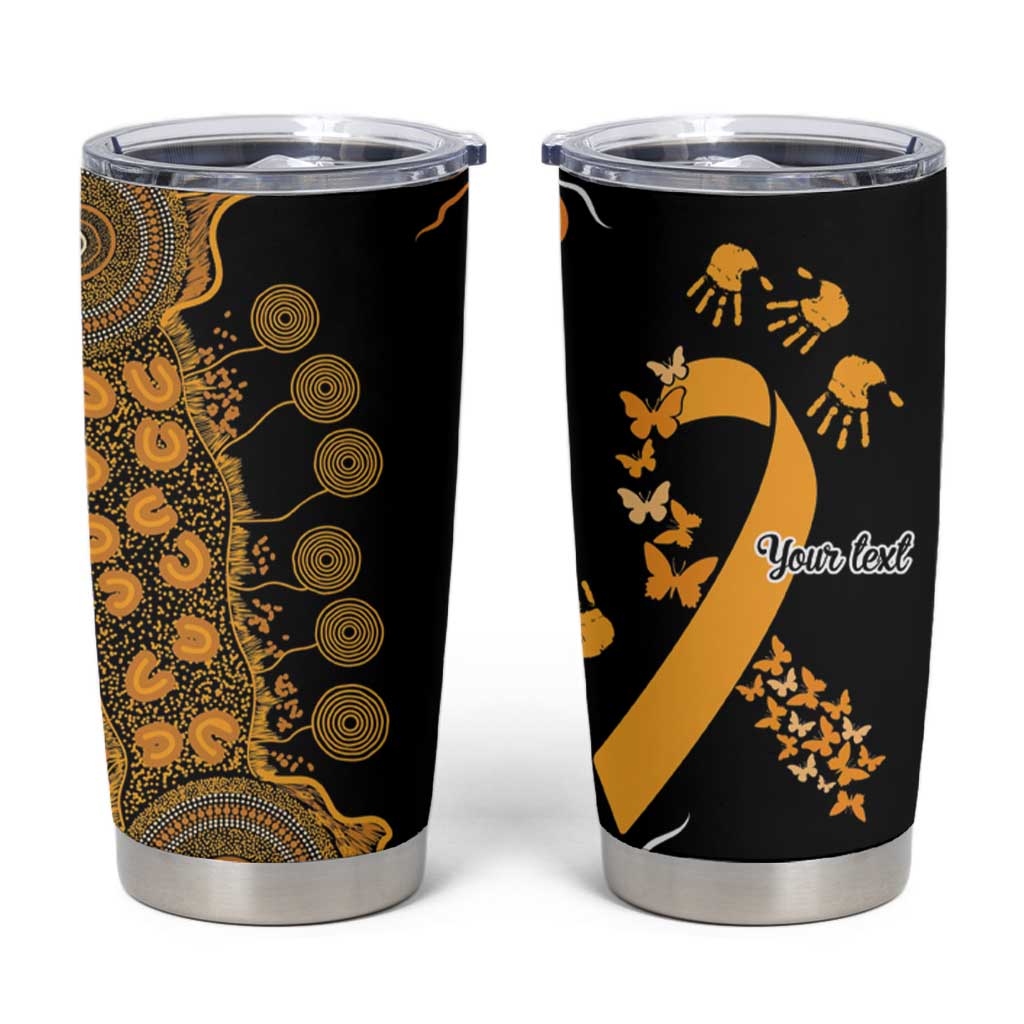 Childhood Cancer Awareness Personalised Tumbler Cup Aboriginal Ribbon Dot Painting