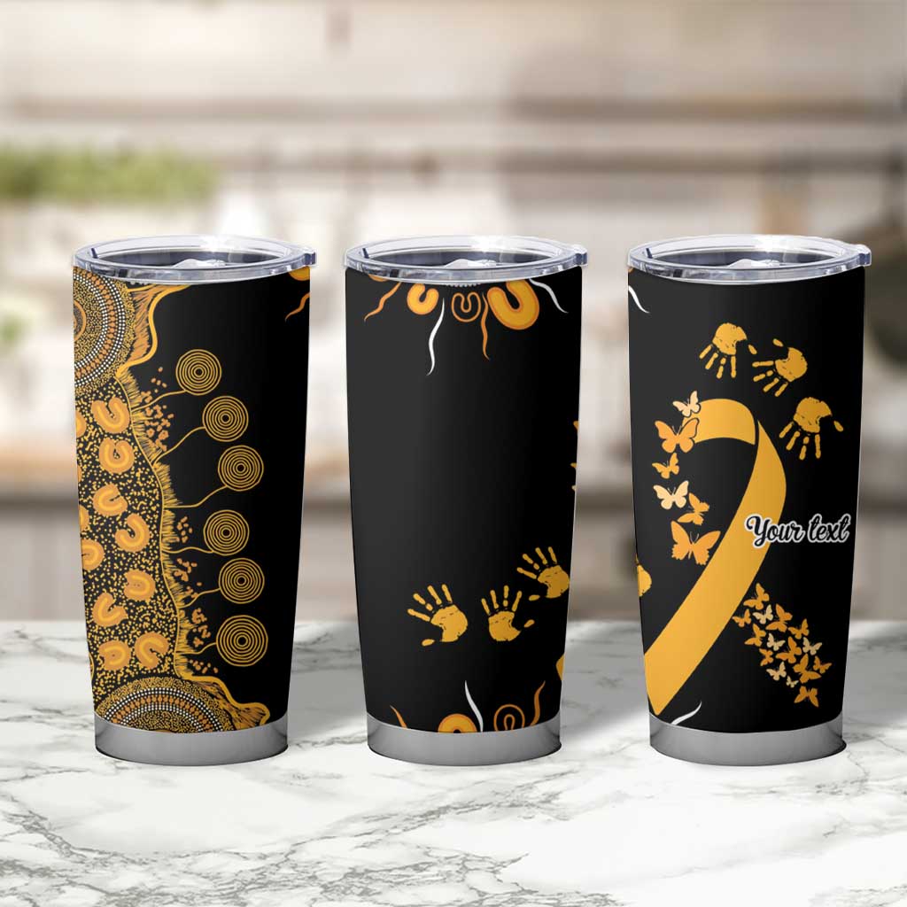 Childhood Cancer Awareness Personalised Tumbler Cup Aboriginal Ribbon Dot Painting