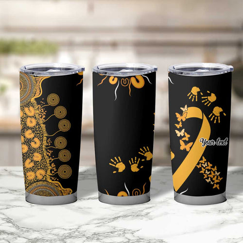 Childhood Cancer Awareness Personalised Tumbler Cup Aboriginal Ribbon Dot Painting